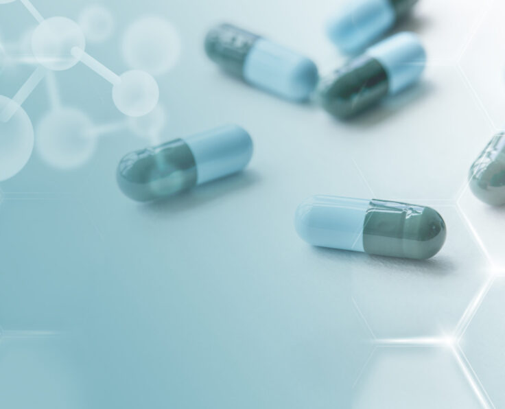 Medicine capsules global health with geometric pattern digital remix